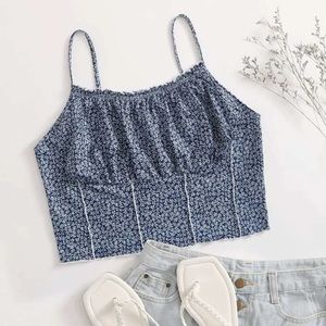 SHEIN curve floral cami crop top